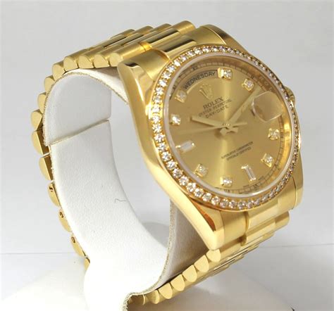 gold rolex day date 36|rolex 36mm diamond bezel.